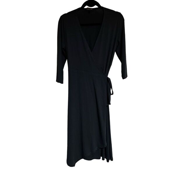 EILEEN FISHER Dress Womens Size Small Black Viscose Blend Long Sleeve Wrap Dress - Picture 1 of 11